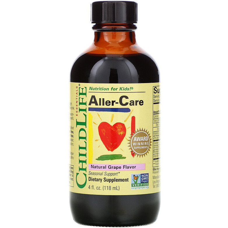 Засіб проти алергії для дітей ChildLife, Essentials "Aller-Care" зі смаком винограду (118.5 мл), фото 1