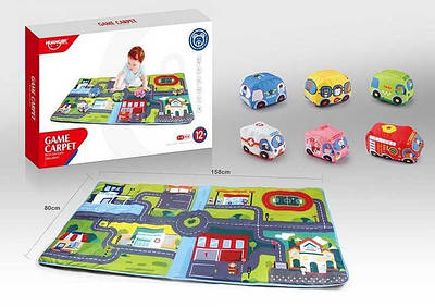 Захоплюючий Набір тканинних машин із килимком дитині від року З пищалкою що гримлять і шелестять елементами