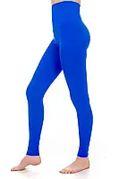 Лосины ластиковые женские спортивные с высокой посадкой синие электрик пояс 10 см и 16 см. Размеры с 50 по 54.