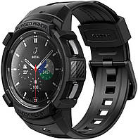 Чехол и ремешок Spigen для Galaxy Watch 4 Classic (46mm) Rugged Armor Pro 2 in 1, Black (ACS03832)