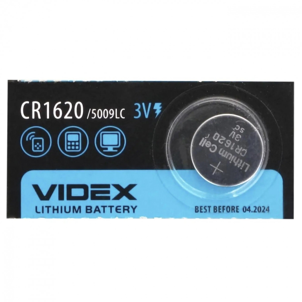 Батарейка Videx літієва CR1620 5pcs (ціна за 1бат.)