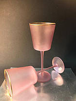 Келих для білого вина з рожевого матового скла Легкість 350 мл 6, фото 2