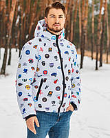 Мужская зимняя куртка NBA Asos теплая с капюшоном Мужская стильная белая зимняя куртка с принтом Турция