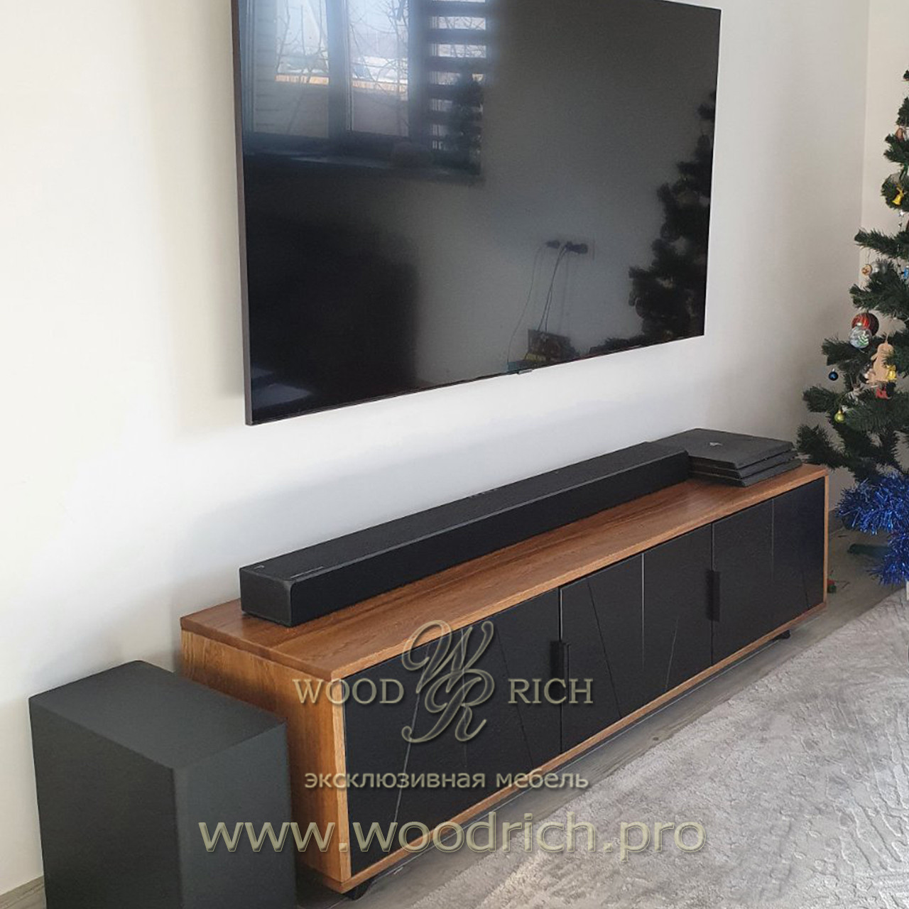 Современная тумба под ТВ из массива дуба черная (ID#1215179020), цена ...