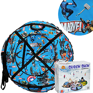 Надувні сани тюбінг 100 см "марвел синій" (Оксфорд, ПВХ) льодяник пончик