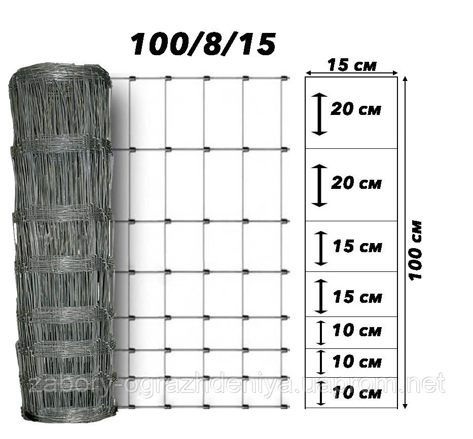 Сітка Казачка полегшена 100/8/15 1х50м 2.5/2.0/2.0 мм (альтернатива для рабиці), фото 1