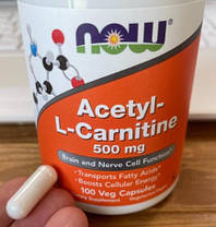 Л-карнітин NOW Acetyl L-Carnitine 500 mg 100 капс Кращий жироспалювач для жінок та чоловіків, фото 2