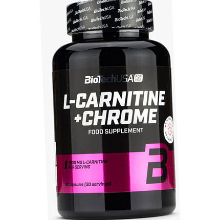 Л-карнітин BioTech L-Carnitine plus Chrome 60 капс Капсули для зниження ваги і схуднення для жінок і чоловіків, фото 2