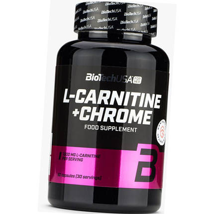 Л-карнітин BioTech L-Carnitine plus Chrome 60 капс Капсули для зниження ваги і схуднення для жінок і чоловіків, фото 2