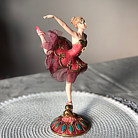 Декоратвиная статуетка Балерина, 24см, колір - бордо з рожевим і бірюзою