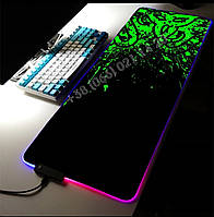 Большой светодиодный геймерский LED коврик для компьютерной мыши и клавиатуры Razer 80х30 с RGB подсветкой