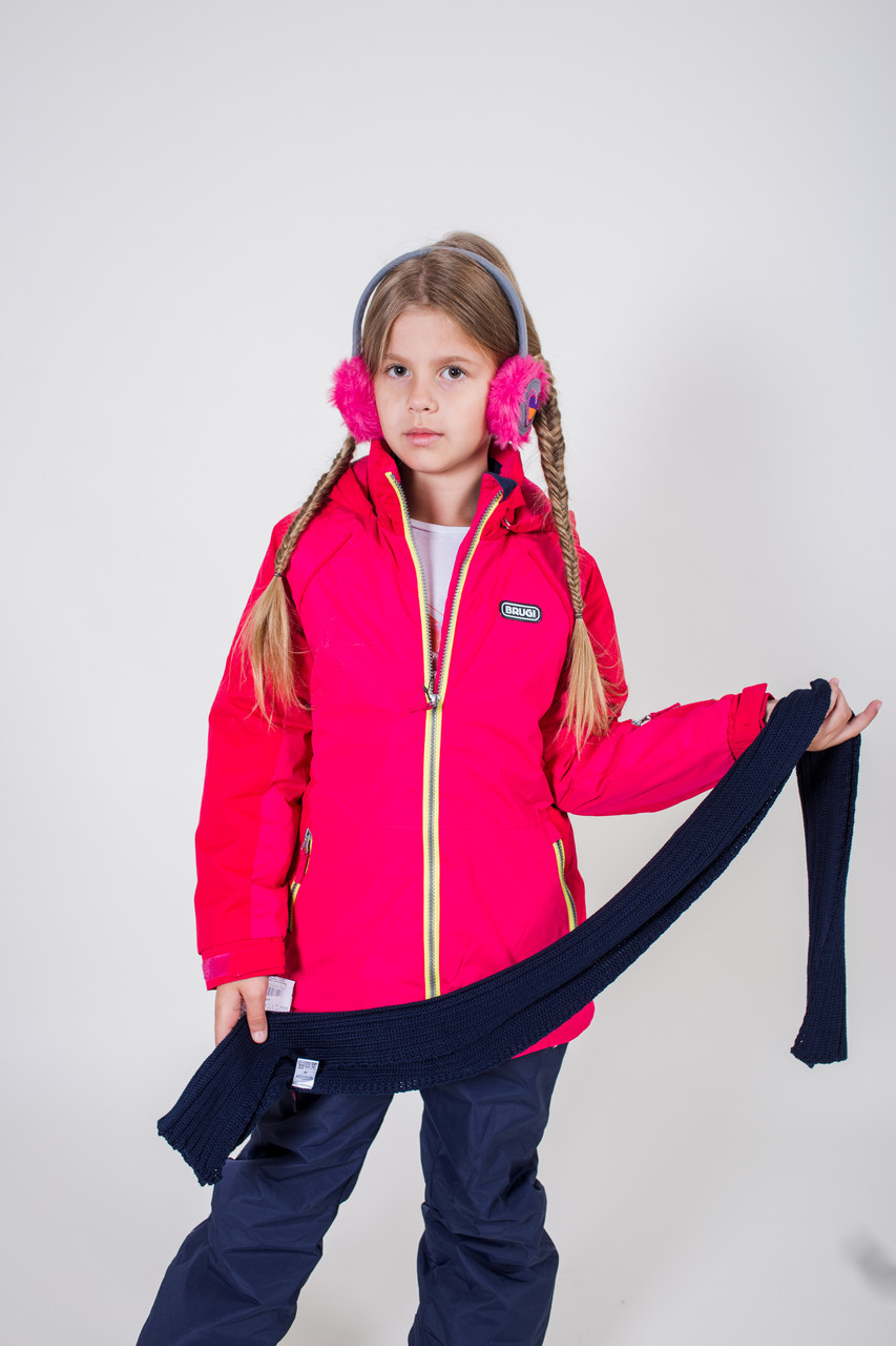 Яскрава дитяча зимова куртка для дівчинки BRUGI Італія YK4U Рожевий 104 см  ⁇  Верхній одяг для дівчаток