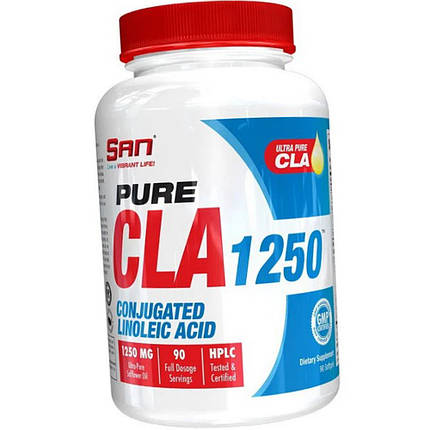 Кон'юговані лінолева кислота SAN Pure CLA 1250 mg 90 гел капс Жіроспалювач для схуднення таблетки, фото 4