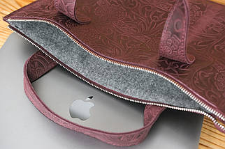 Шкіряний чохол для MacBook Air 13" (2018-2021) Дизайн №43, Вінтажна шкіра, колір Бордо відбиток №3, фото 3