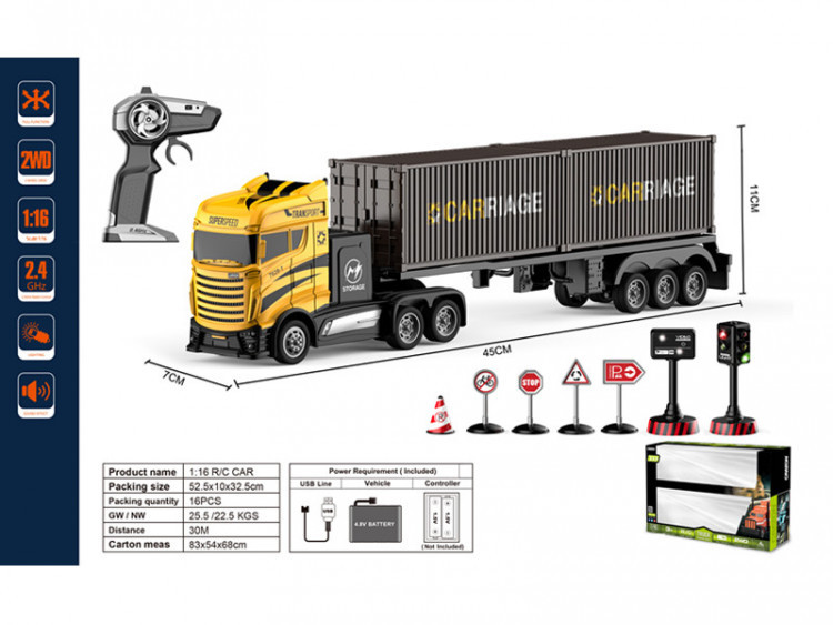 Машина фура на радио управлении с аккумулятором в наборе 1:16 GT314773 - фото 1 - id-p1553877744