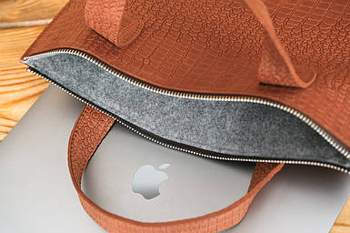 Шкіряний чохол для MacBook Air 13" (2018-2021)  Дизайн №43, Вінтажна шкіра, колір Коньяк відбиток №1