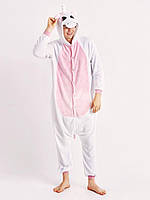 Пижама кигуруми мужская Jamboo Бело-розовый единорог M (155-165 см)