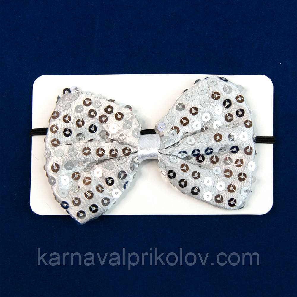 Краватка метелик з паєтками (сіра)