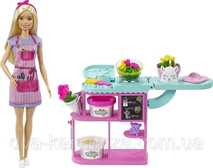 Ігровий набір із пластиліном Барбі флорист Barbie Florist Playset, Flower-Making Station! ОЧЕНКА!, фото 1