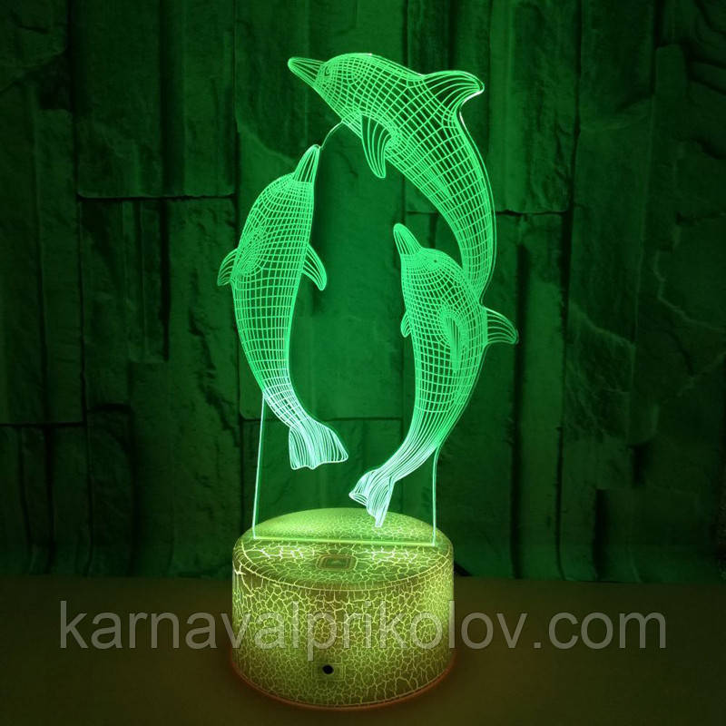 3D Світильник сенсорний Дельфіни 15952-3-18
