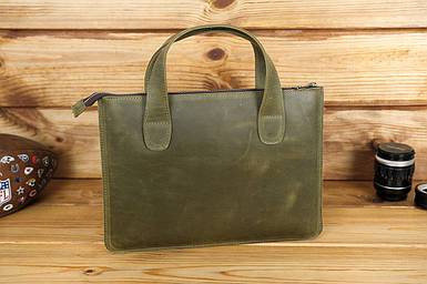 Чохол для MacBook Дизайн №43 з натуральної шкіри колір Оливковий