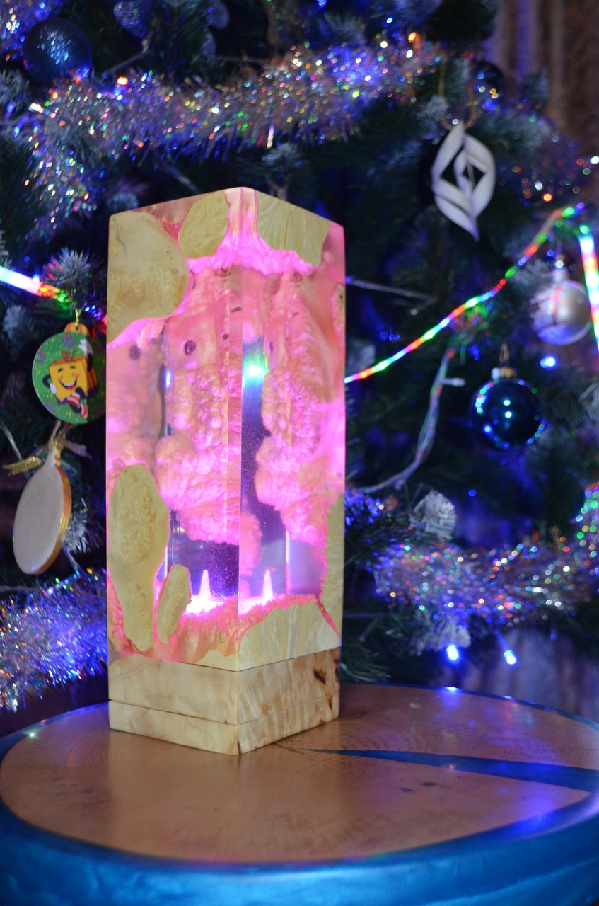 Нічник Лава світильник з епоксидної смоли і дерева світильник нічник з епоксидної смоли на подарунок