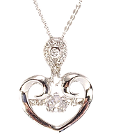 Кулон на цепочке СМ Родий "Изящное сердце с "Танцующим кристаллом" длина 41-46,5см х 1мм