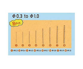 Набір міні свердел No1. 8 штук Ø 0,3-1,0 мм. MASTER TOOLS 09954, фото 3