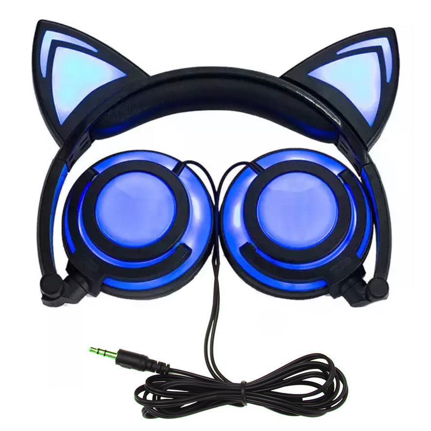 Навушники з котячими вушками, що світяться UFT BL108 Blue оригінальний подарунок