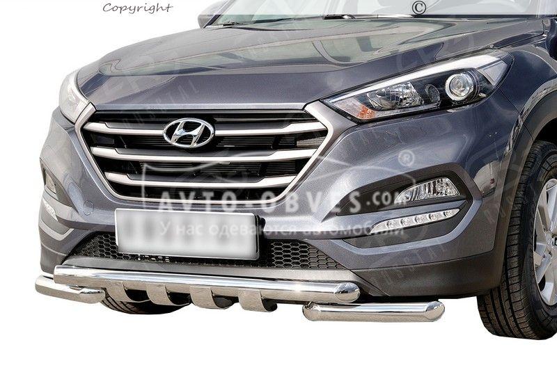 Защита бампера Hyundai Santa Fe 2013-2016 - тип: модельный - фото 1 - id-p462768695