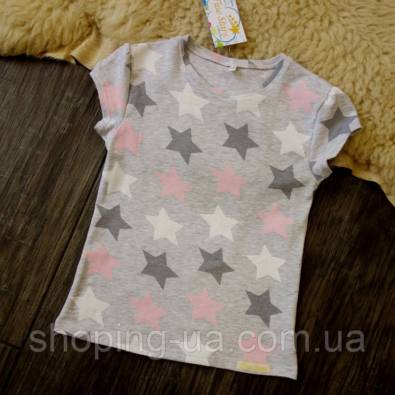 Дитяча футболка сіра зірки Five Stars KD0528-134p