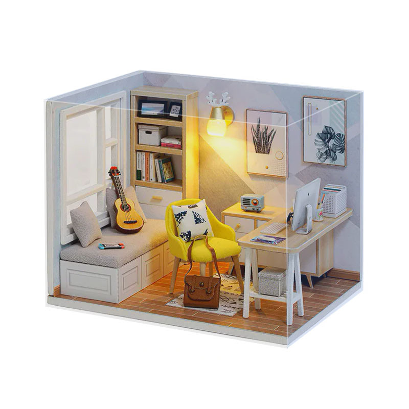 Ляльковий дім конструктор DIY Cute Room QT-007-B Sunshine Study Room. Румбокс кімната, фото 1