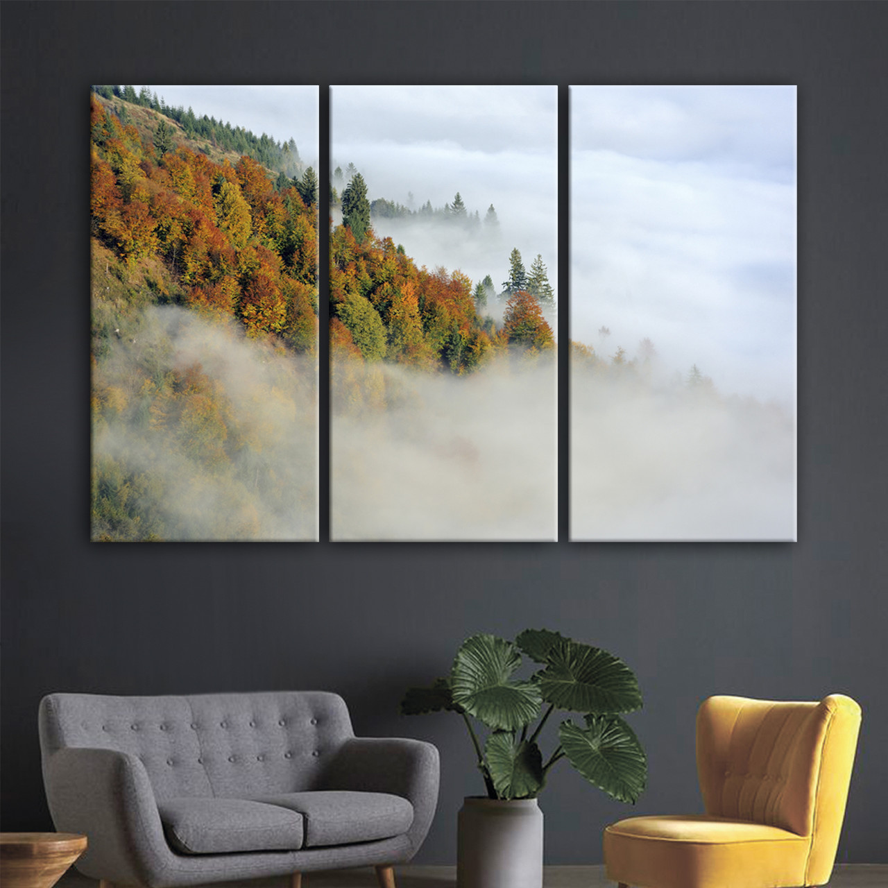 Картина модульна на полотні Осінній туманний ліс, фото 1