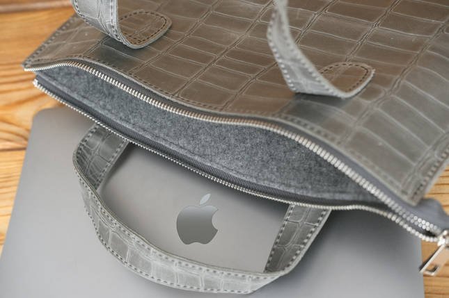 Шкіряний чохол для MacBook Air 13" (2018-2021) Дизайн №43, Вінтажна шкіра, колір Сірий відбиток №2, фото 1