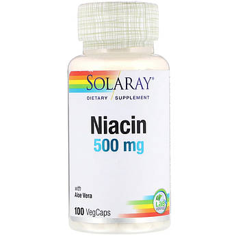 Solaray, Ніацин, 500 мг, Niacin, 100 капсул