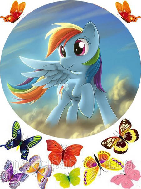 Поні + бабочки 2 Вафельна картинка , фото 1
