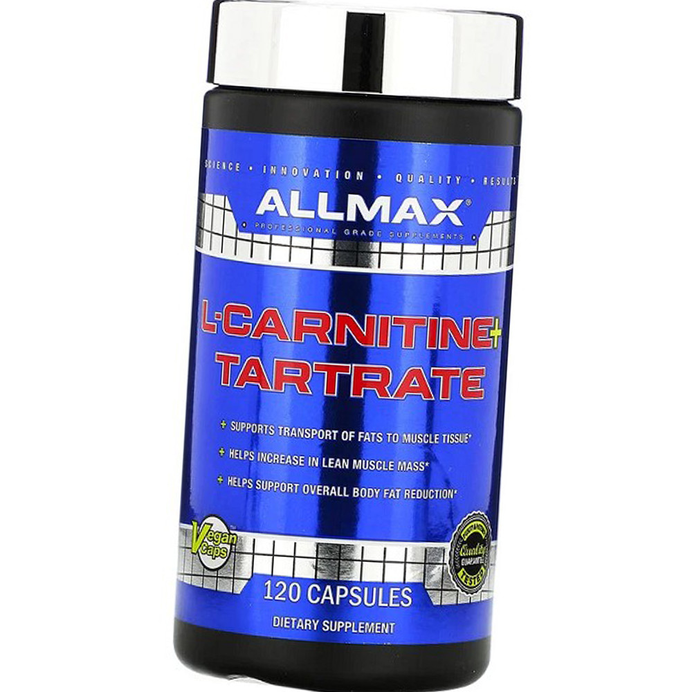 Л-карнітин All Max L-Carnitine Tartrate 120 капс Комплекс для схуднення і зниження ваги