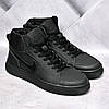 Чоловічі зимові кросівки Nike Black Winter черевики Найк чорні шкіряні високі, фото 5