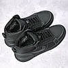 Чоловічі зимові кросівки Nike Black Winter черевики Найк чорні шкіряні високі, фото 7