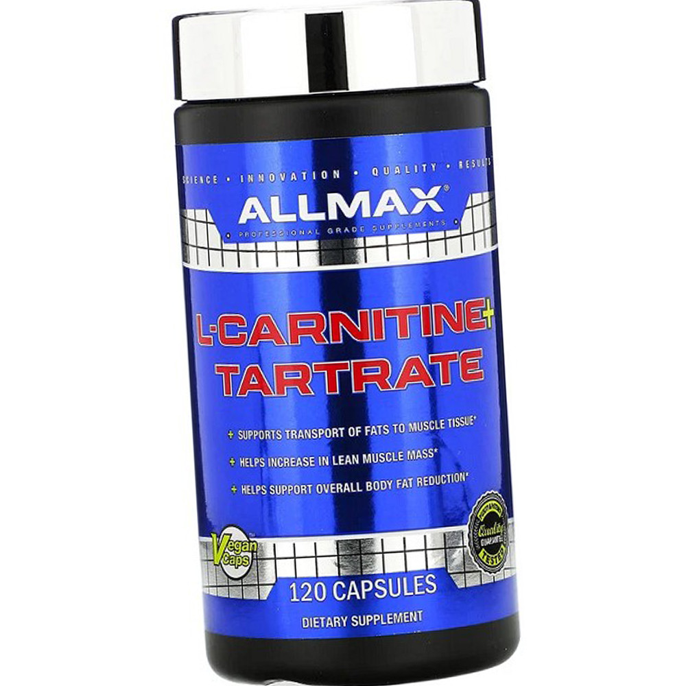 Л-карнітин All Max L-Carnitine Tartrate 120 капс Засіб для зниження ваги і схуднення для жінок і чоловіків