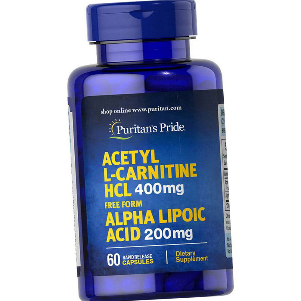 Ацетил л-карнітин + Альфа-ліпоєва кислота Acetyl L-Carnitine HCL with Alpha Lipoic Acid 60 капсул