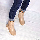 Зимові напівчобітки з натуральної шкіри бежевого кольору 36-40, фото 10