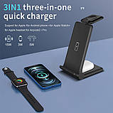 Швидке бездротове заряджання 15W 3в1 для телефона iPhone/навушників AirPods/годинника Apple Watch складана FDGAO, фото 7
