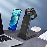 Швидке бездротове заряджання 15W 3в1 для телефона iPhone/навушників AirPods/годинника Apple Watch складана FDGAO, фото 8