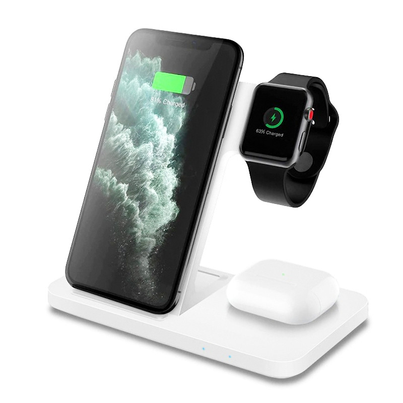 Швидке бездротове заряджання 15W 3в1 для телефона iPhone/навушників AirPods/годинника Apple Watch складана FDGAO