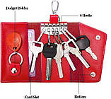 Чохол для ключів/вимикач шкіряний для 6 ключів і відсіком для кредиток Key Organizer червоний (КО-27363), фото 3