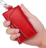 Чохол для ключів/вимикач шкіряний для 6 ключів і відсіком для кредиток Key Organizer червоний (КО-27363), фото 5