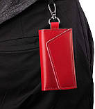 Чохол для ключів/вимикач шкіряний для 6 ключів і відсіком для кредиток Key Organizer червоний (КО-27363), фото 6