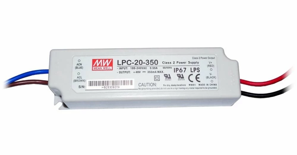 Блок живлення драйвер Mean Well 20W 9~48V 350mA LPC-20-350