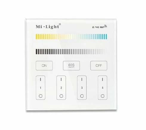 Настінний смарт пульт Mi-Light для ДУ, 4-зональний, диммер, ССТ BL2